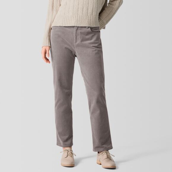 Eileen Fisher Organic Cotton Stretch Corduroy Straight Pant Taupe S - Picture 2 of 12